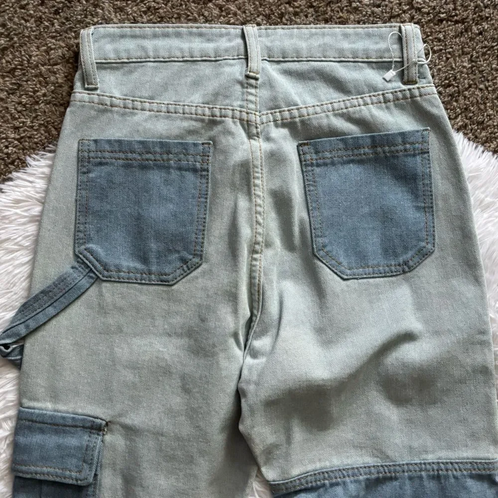 Cargo Carpenter Jeans Two Tone Blue Womens‎ Size Medium
